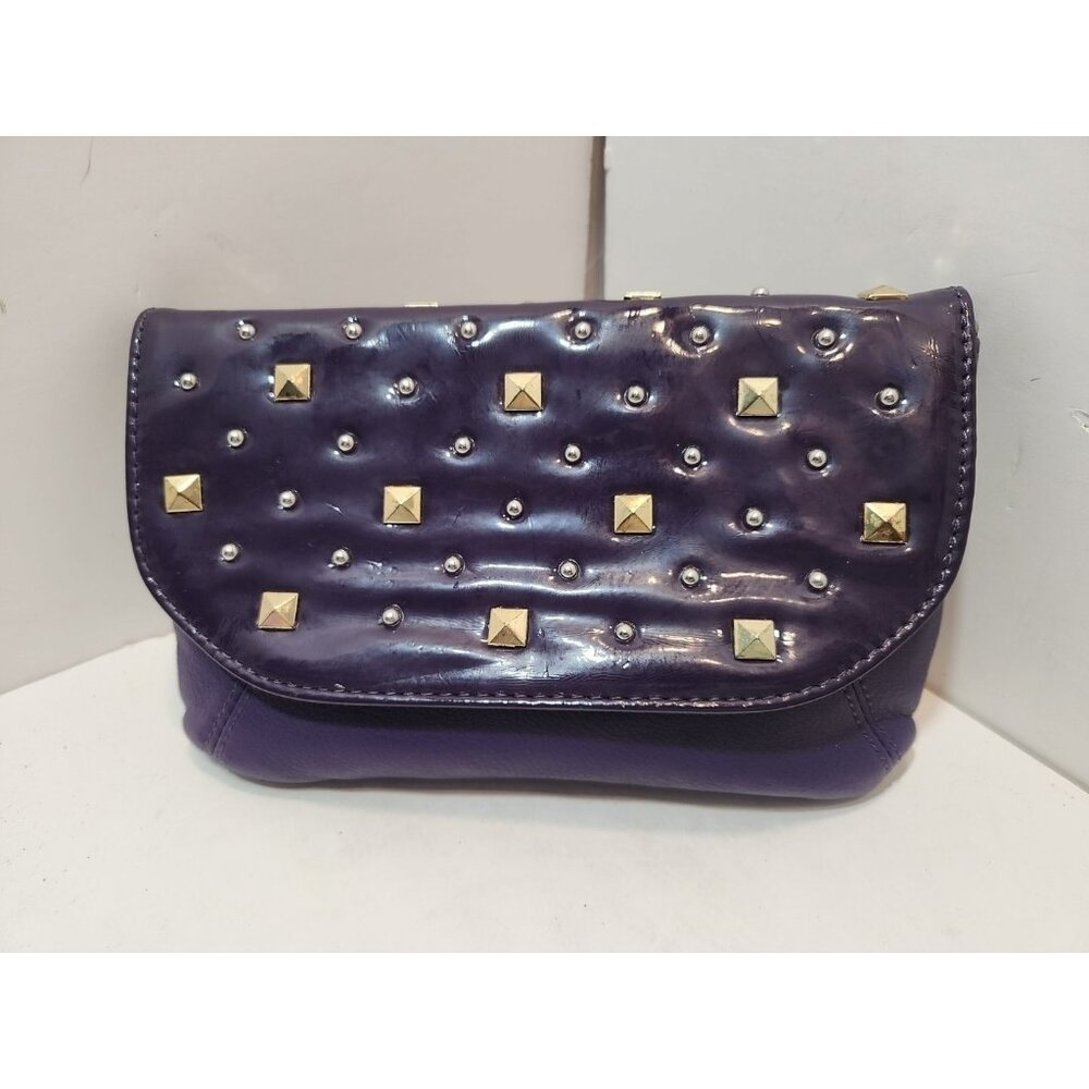 Grace Adele Purple & Studs Fold Over Crossbody Bag With Removeable Strap